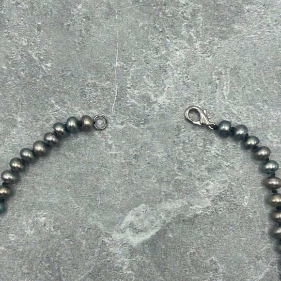 NWOT Vintage Womens Blue Green Natural Pearl Bead Necklace l Jewelry Gift Cockta - Picture 5 of 9